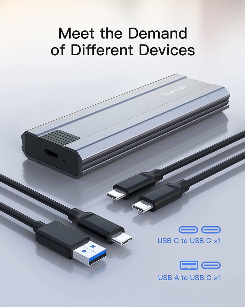 NVMe M.2 Gehäuse, USB 3.2 Gen 2 (10 Gbit/s) unterstützt M.2 NVMe und SATA SSD, FE2026 - Inateck Official DE