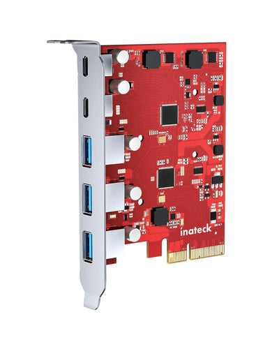 PCIe zu USB 3.2 Gen 2 Karte mit 20 Gbit/s Bandbreite, 3 USB Typ-A und 2 USB Typ-C Anschlüsse, RedComets U21 - Inateck Official DE