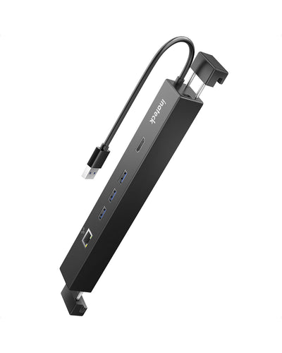 USB-Hub mit 6 Anschlüssen (3 x USB 3.0, Mini-DP, HDMI, Ethernet), größenverstellbar, schwarz - HB9002 - Inateck Official DE