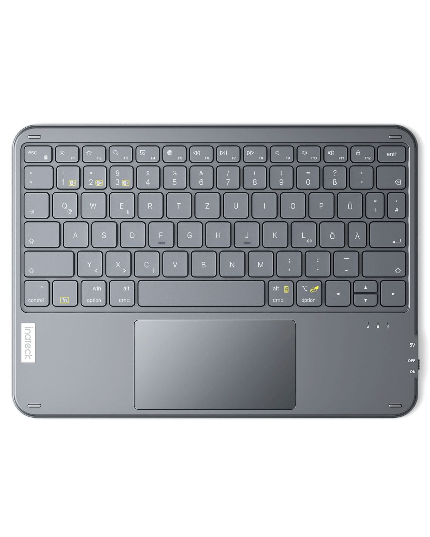 inateck DE Ultraleichte Tablet Tastatur Kabellose QWERTZ Deutsch mit Trackpad, kompatibel mit iPad/Tablet/Windows/Laptop/PC, KB0110