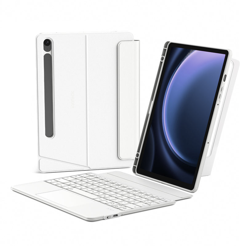 Hülle für Samsung Galaxy Tab S10 FE/S9 FE/S9, Hoch-/Querformat Ständer Tastatur mit Touchpad, N0064