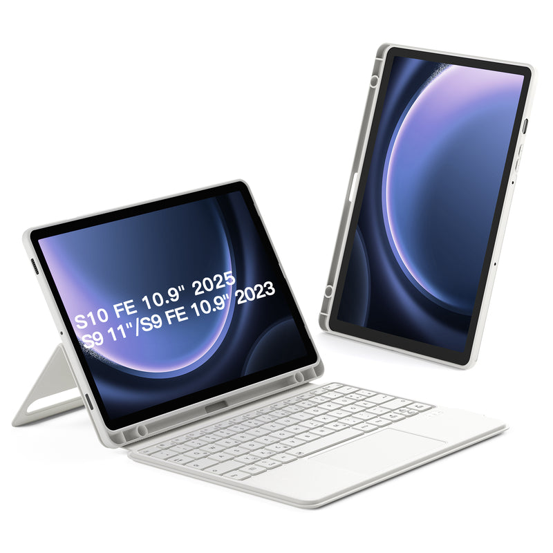 Hülle für Samsung Galaxy Tab S10 FE/S9 FE/S9, Hoch-/Querformat Ständer Tastatur mit Touchpad, N0064