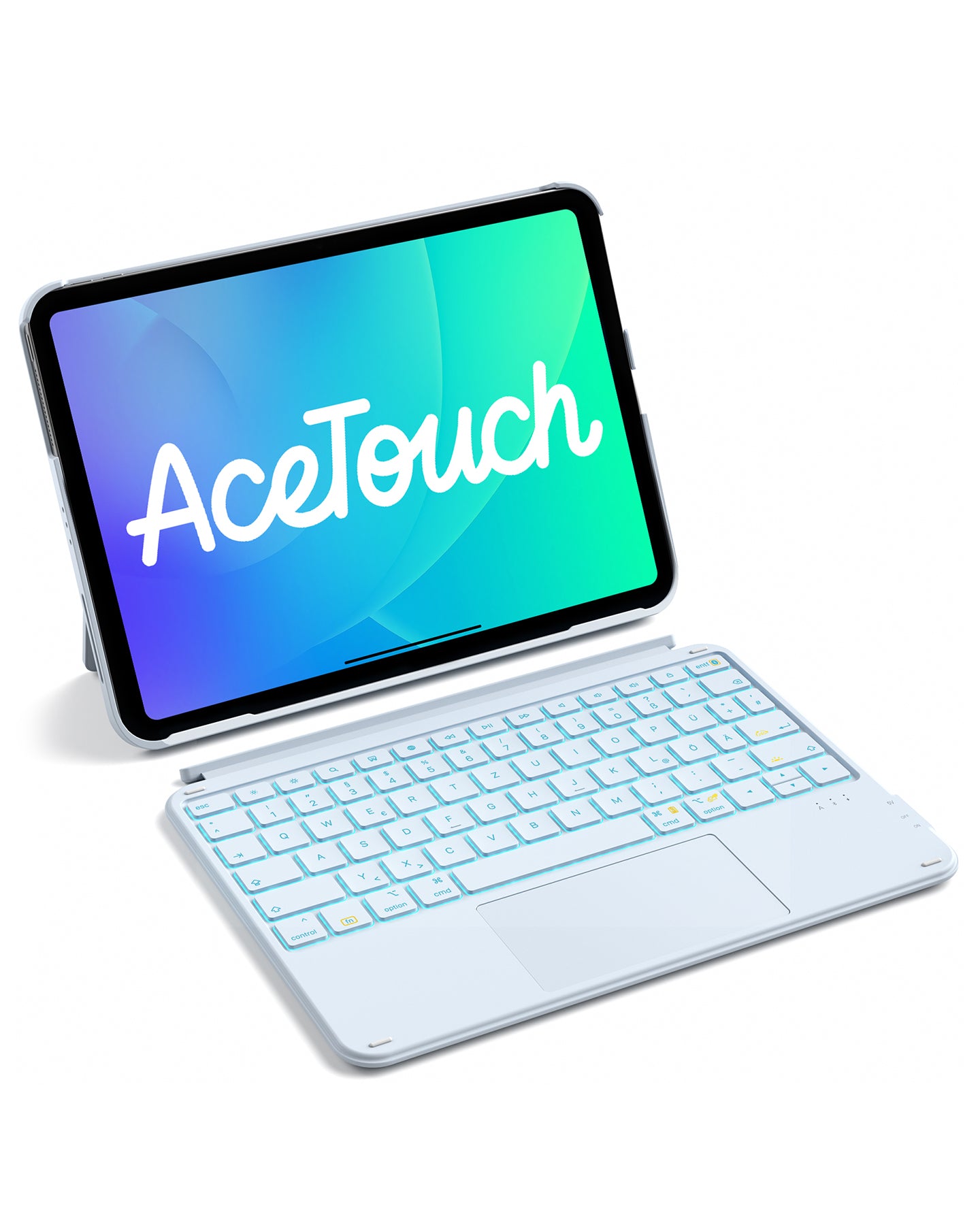 Abnehmbar Ultraleichte Tastatur für iPad 11/10 Gen A16 2025 11 Zoll, iPad Air 11" M3/M2, iPad Air 5/4, iPad Pro 11 4/3/2/1, 7-Farbiger Beleuchtung, QWERTZ,AceTouch, KB04122-RGB