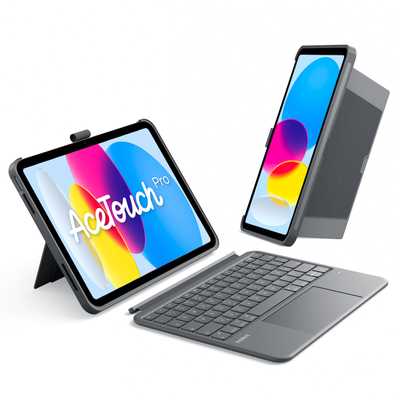 Abnehmbar Hülle mit Tastatur für iPad 11" A16 2025, iPad 10.9" 2022,mit Stifthalter, QWERTZ, AceTouch, KB403-10