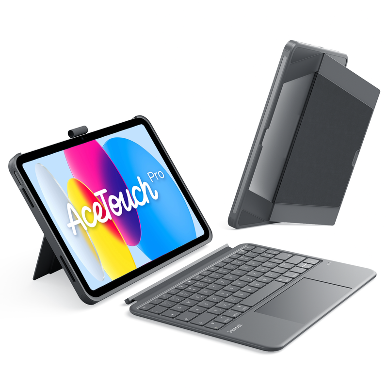 Abnehmbar Hülle mit Tastatur für iPad 11" A16 2025, iPad 10.9" 2022,mit Stifthalter, QWERTZ, AceTouch, KB403-10