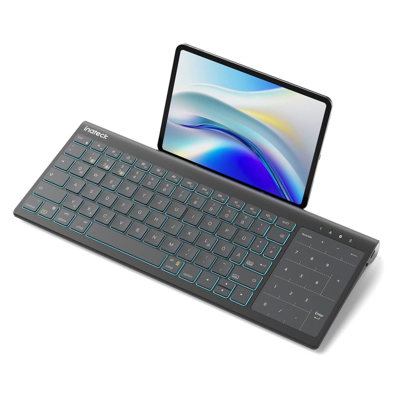 Tablet Tastatur, 3 BT-Kanäle, Kompatibel mit iPadOS/Samsung/Android/Windows, KB06103