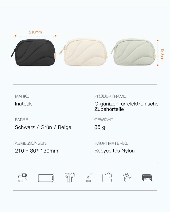 inateck DE Leicht Kabeltasche Elektronik Organizer, Spritzwassergeschützte Zubehör Reisezubehörtascheb, ABW31