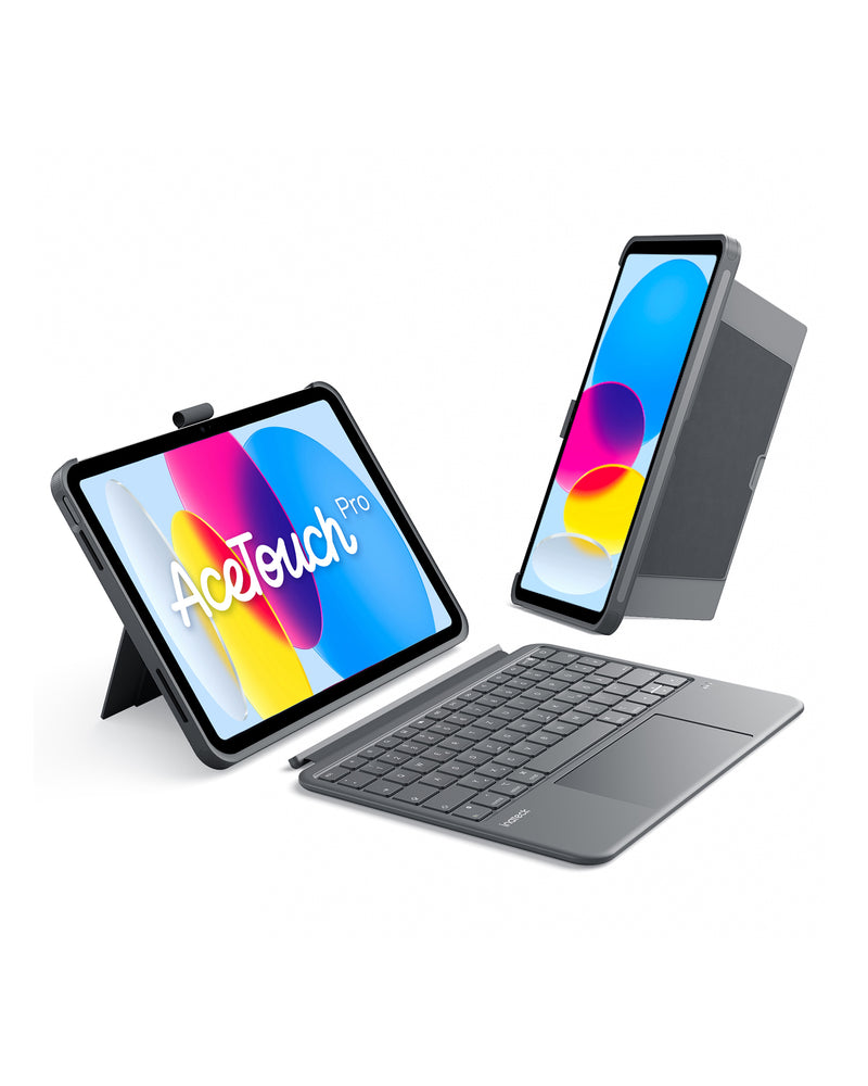 Abnehmbar Hülle mit Tastatur für iPad 11" A16 2025, iPad 10.9" 2022,mit Stifthalter, QWERTZ, AceTouch, KB403-10