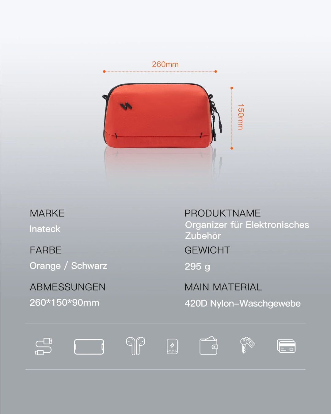 Praktischer Organizer für Elektronisches Zubehör, Spritz Wasserresistente Reisetasche, ABM35S