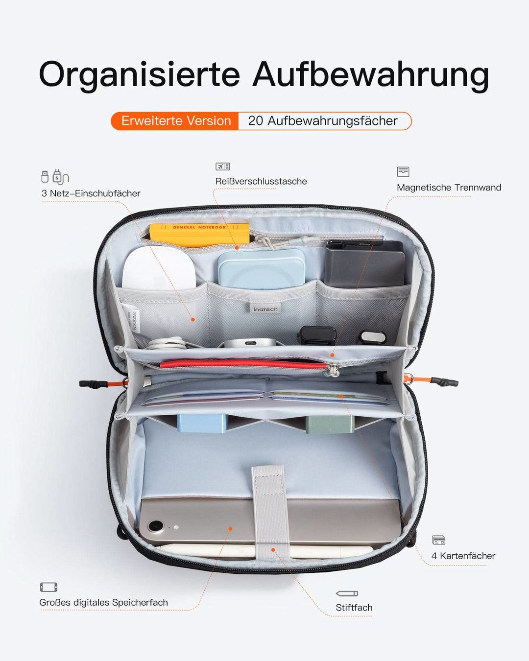 Praktischer Organizer für Elektronisches Zubehör, Spritz Wasserresistente Reisetasche, ABM35S