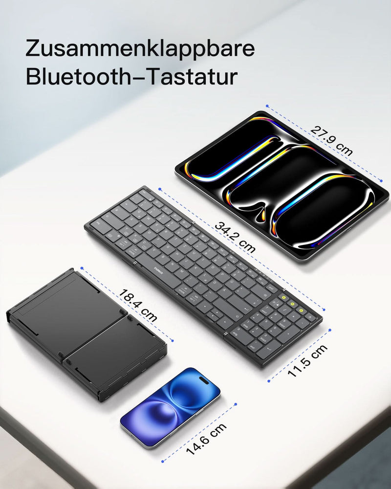Inateck Faltbare Tastatur Maus Set Kabellos,für iPad iPhone Mac Android Windows,N0158