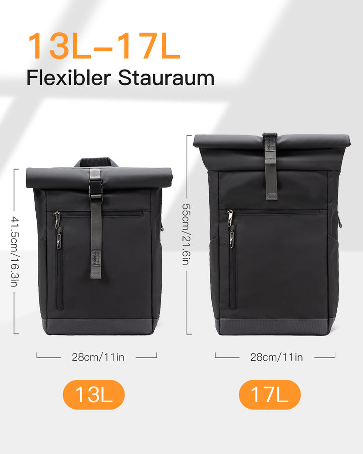 Sac à dos RollTop hydrofuge de 25 à 30 L, sac à dos pour ordinateur portable, sac à dos d&