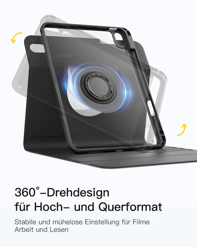 360°-Drehdesign Tastatur Hülle für iPad 11" (A16 2025), iPad 10.9" (10 Gen 2022), KB004