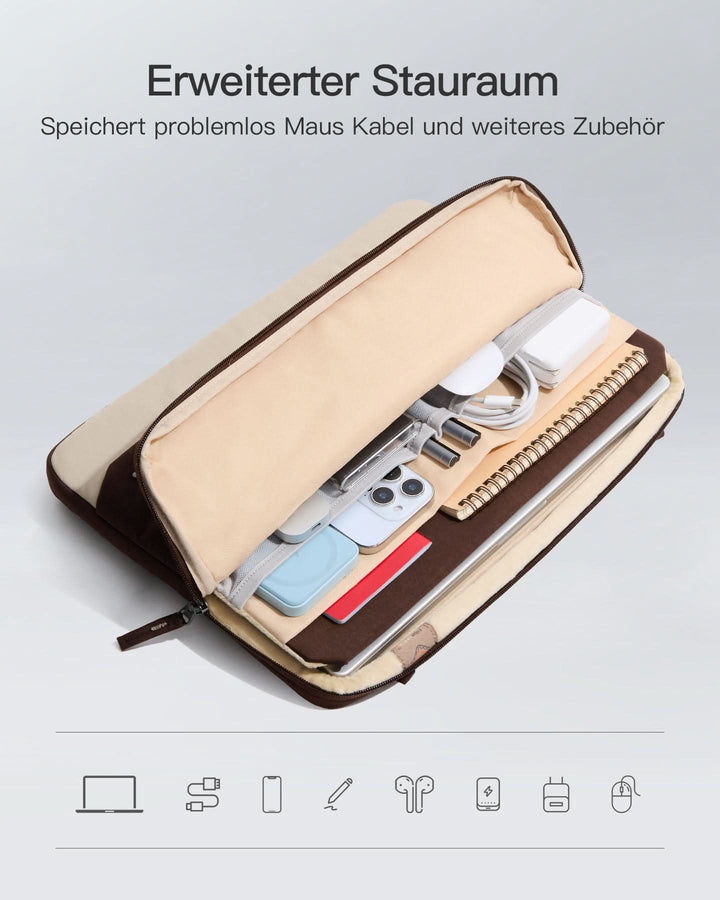 Inateck 360° Schutz Laptoptasche Hülle Schultertasche, kompatibel mit 13-Zoll MacBook Pro/Air, 14-Zoll MacBook Pro/Max (2026-2021), LBT32