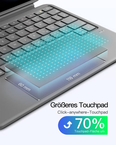 Abnehmbar Hülle mit Tastatur für iPad 11" A16 2025, iPad 10.9" 2022,mit Stifthalter, QWERTZ, AceTouch, KB403-10