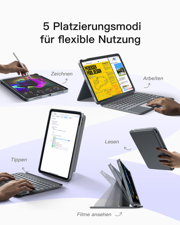 inateck DE Abnehmbare iPad Tastatur für das iPad 11" 11 Gen (A16 2025), iPad 10.9" 10 Gen (2022), KB04112