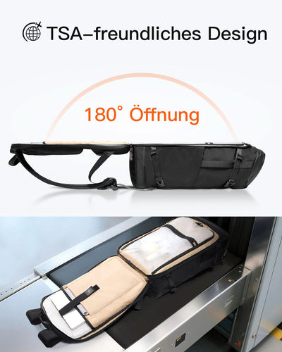 Handgepäck Rucksack 40L, TSA Freundlich Groß Reiserucksack Spritzwassergeschützt Travel Backpack für 17 Zoll Laptop, BPX31