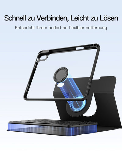 360°-Drehdesign Tastatur Hülle für iPad 11" (A16 2025), iPad 10.9" (10 Gen 2022), KB004