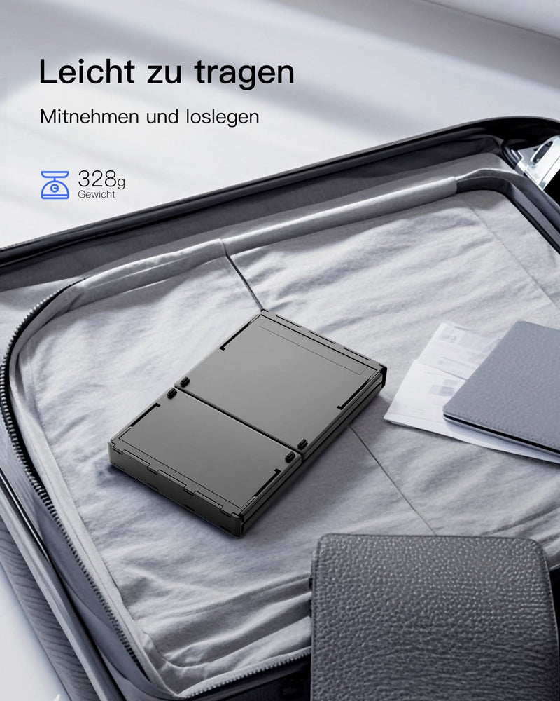 Faltbare kabellose tragbare Tastatur mit Bluetooth 5.3, kompatibel mit Tablets, Handys, Laptops, PCs, KB602
