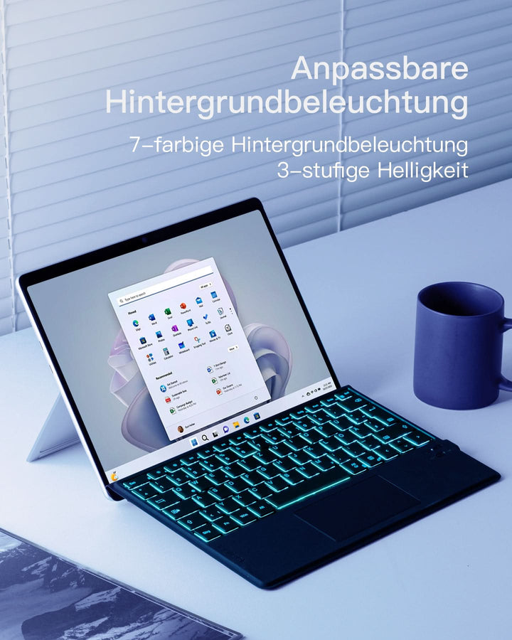 inateck DE Surface Pro AI Funktion Tastatur, Kompatibel mit Surface Pro 11/10/9/8/X, QWERTZ, KB05114