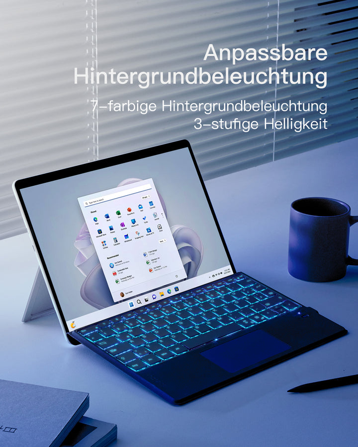 inateck DE Surface Pro AI Funktion Tastatur, Kompatibel mit Surface Pro 11/10/9/8/X, QWERTZ, KB05114