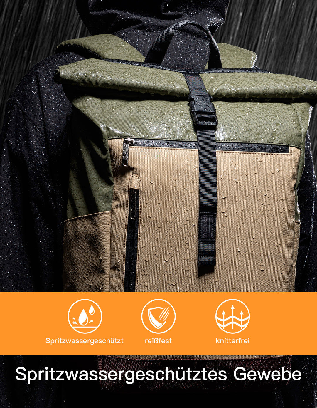inateck DE 25-30L RollTop Rucksack wasserabweisend Daypack Laptoprucksack Schulrucksack, BP01003