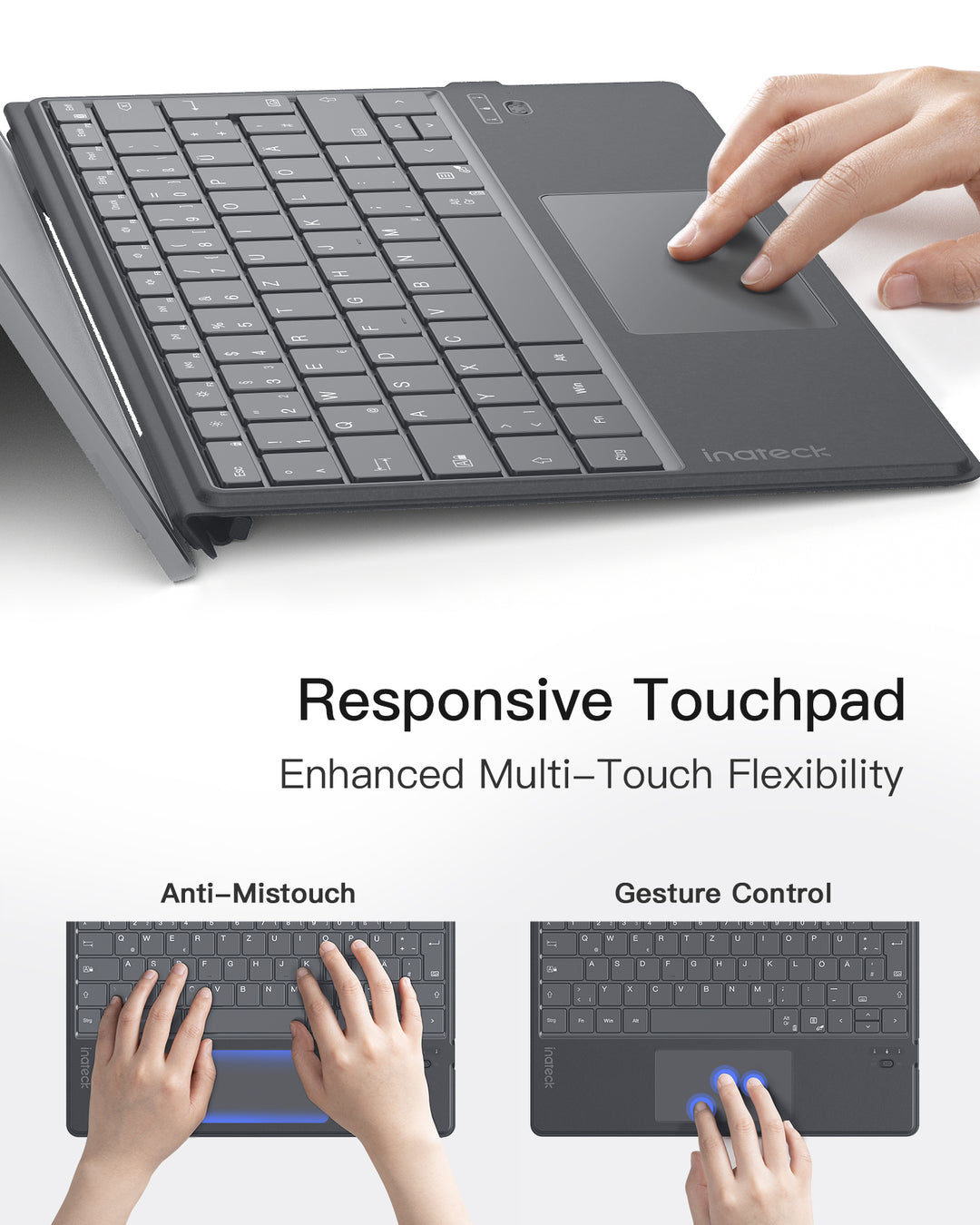 inateck DE Surface Pro AI Funktion Tastatur, Kompatibel mit Surface Pro 11/10/9/8/X, QWERTZ, KB05114