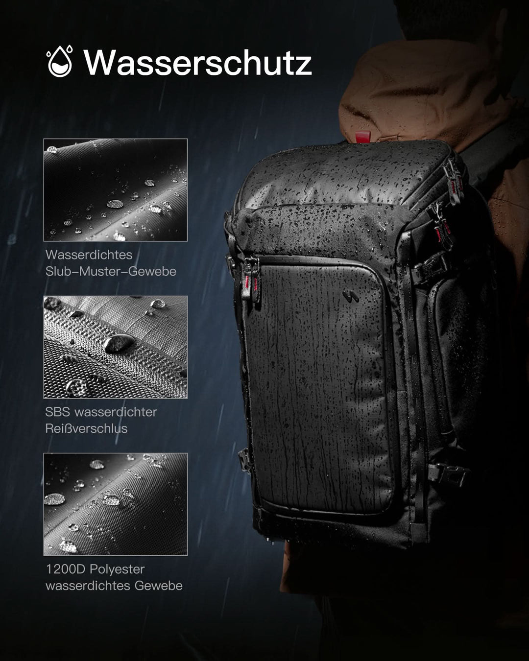 inateck DE Handgepäck Rucksack 40L, TSA Freundlich Groß Reiserucksack Spritzwassergeschützt Travel Backpack für 17 Zoll Laptop, BPX