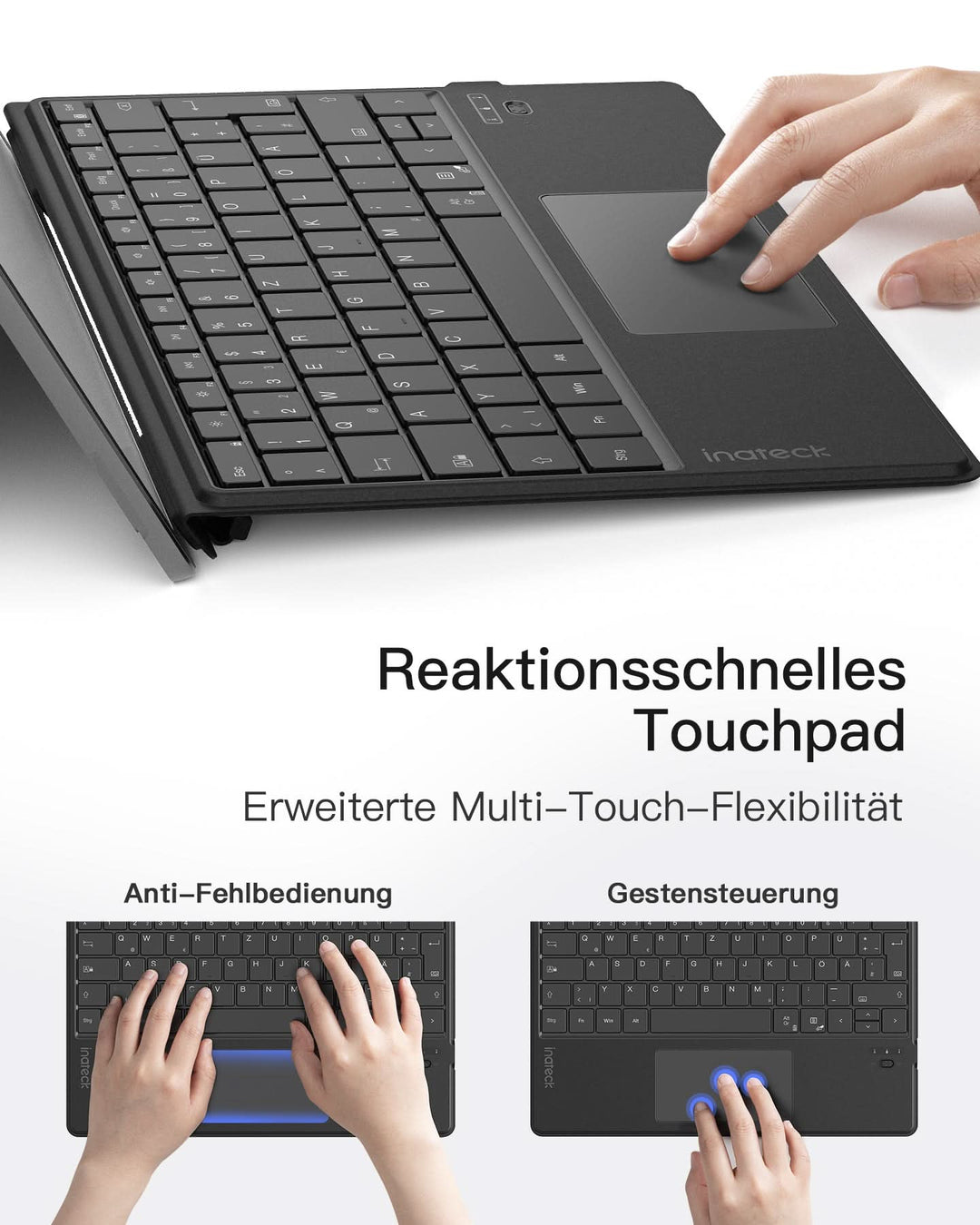 inateck DE Surface Pro AI Funktion Tastatur, Kompatibel mit Surface Pro 11/10/9/8/X, QWERTZ, KB05114