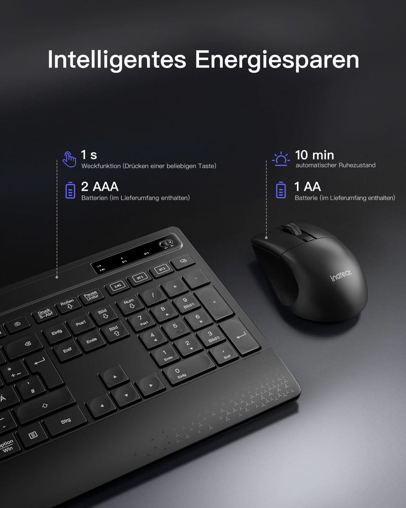 Ergonomisches Tastatur in voller Größe mit Handballenauflage, Telefonhalter Wireless-Tastatur, KB06004