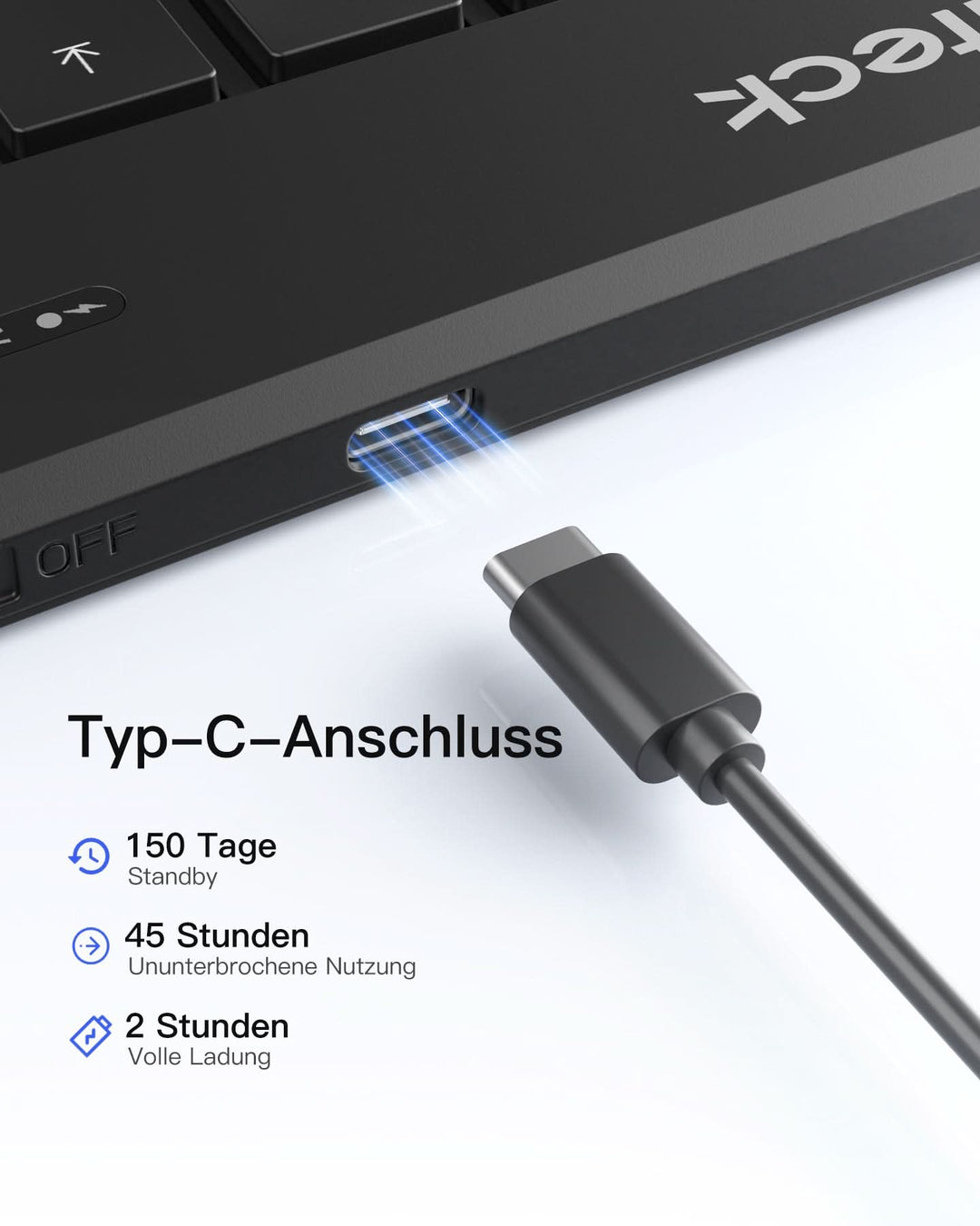 inateck DE Faltbare Tastatur Ergonomische, QWERTZ,mit 3 Bluetooth, Nomad Ergo KB603