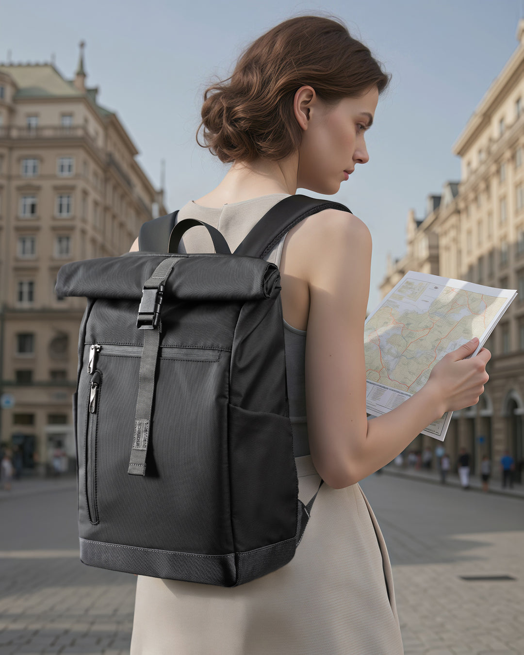 Sac à dos RollTop hydrofuge de 25 à 30 L, sac à dos pour ordinateur portable, sac à dos d&