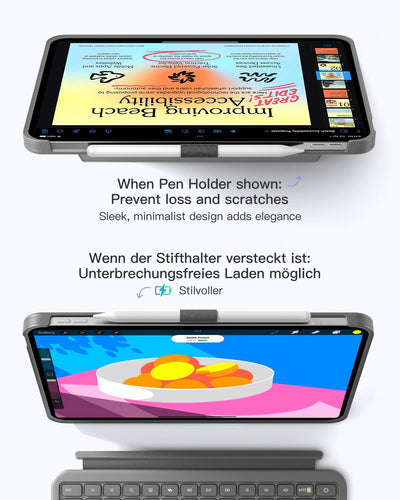 Abnehmbar Hülle mit Tastatur für iPad 11" A16 2025, iPad 10.9" 2022,mit Stifthalter, QWERTZ, AceTouch, KB403-10