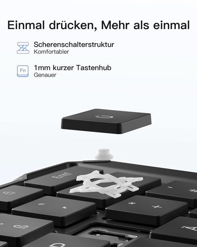Faltbare Tastatur Ergonomische, QWERTZ,mit 3 Bluetooth, Nomad Ergo KB603