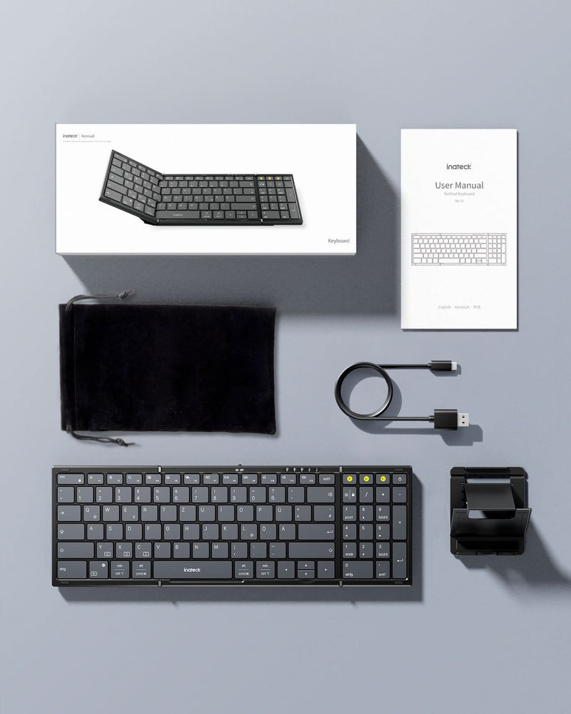 Faltbare kabellose tragbare Tastatur mit Bluetooth 5.3, kompatibel mit Tablets, Handys, Laptops, PCs, KB602