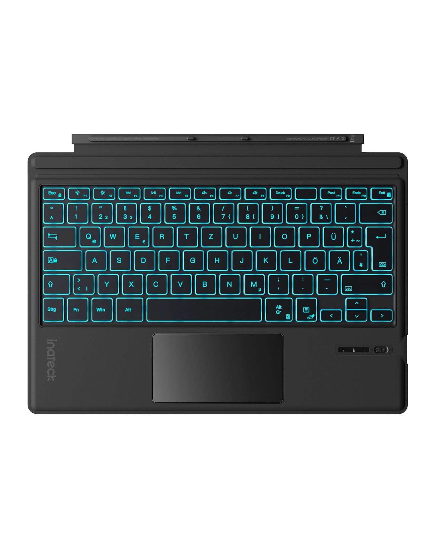 inateck DE Surface Pro AI Tastatur für Surface Pro 7/7+/6/5/4, 7 Farben Hintergrundbeleuchtung, QWERTZ, KB02027 Schwarz