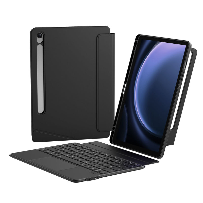 Hülle für Samsung Galaxy Tab S10 FE/S9 FE/S9, Hoch-/Querformat Ständer Tastatur mit Touchpad, N0064