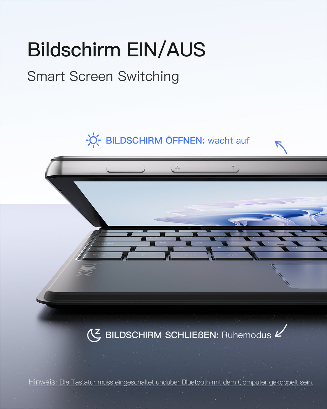 inateck DE Surface Pro AI Funktion Tastatur, Kompatibel mit Surface Pro 11/10/9/8/X, QWERTZ, KB05114