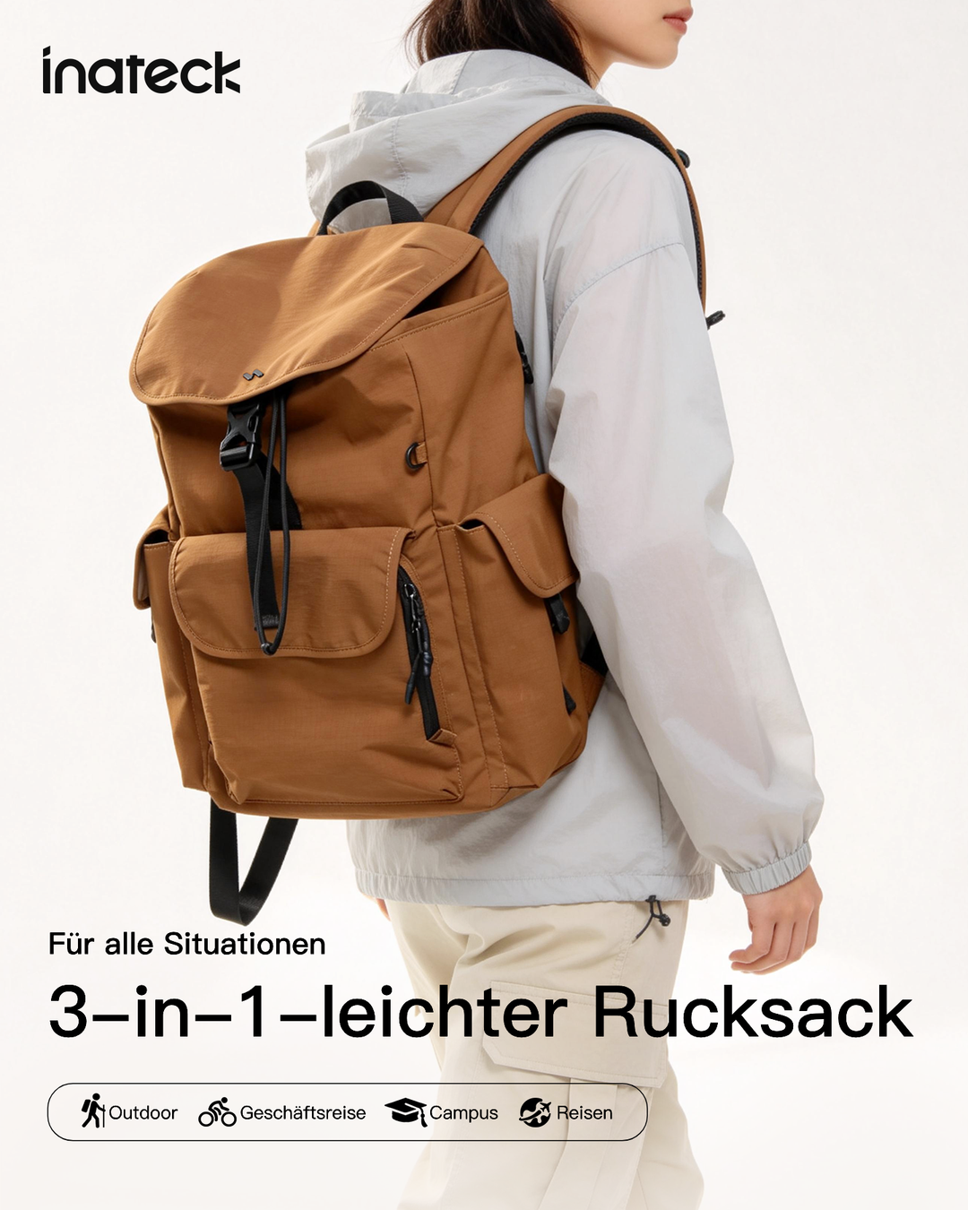 Inateck Laptop-Rucksack 20L – Wasserdichter Tagesrucksack für 16-Zoll-Notebooks, Reise &amp; Büro, BPN21
