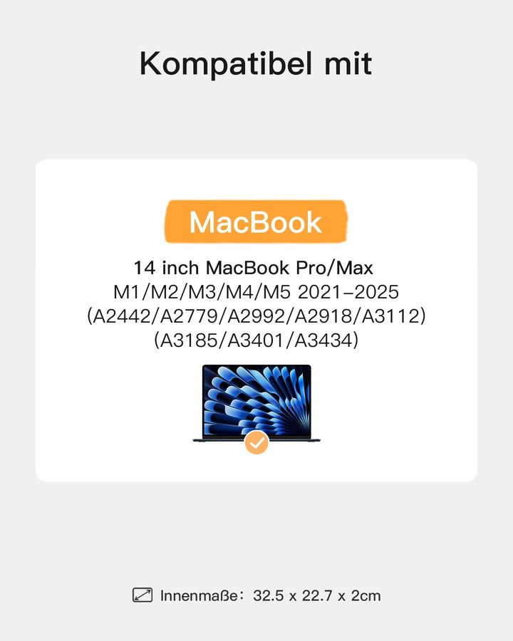 inateck DE 360° Schutz Laptop-Hülle, Großvolumen-Sleeve kompatibel mit 13" MacBook Air M4-M1 (2025-2018), 13" MacBook Pro M2/M1, LB