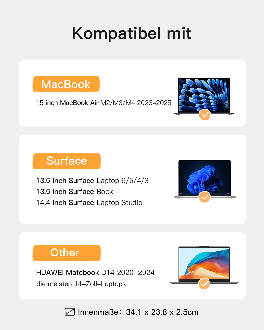 inateck DE EdgeKeeper 360° Rundumschutz Laptoptasche Hülle 13-16 Zoll mit Zubehörtasche, LB01006/S1