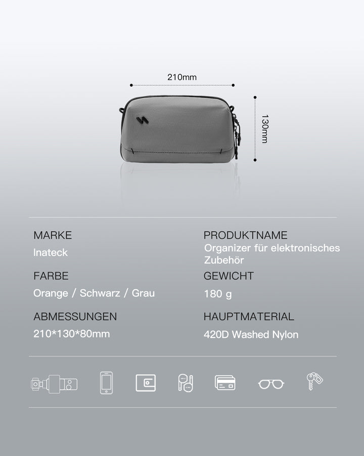 Portabler Elektronik-Organizer, spritzwassergeschützte Reisezubehörtasche für Kabel, Power Banks, Hubs, ABM33