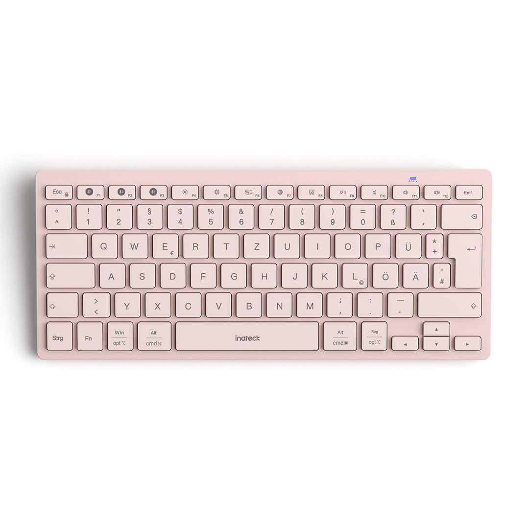 inateck DE Bluetooth Tablet Tastatur kompatibel mit Android/iOS/Smartphones/Windows PC/iPad, KB01003 Pink