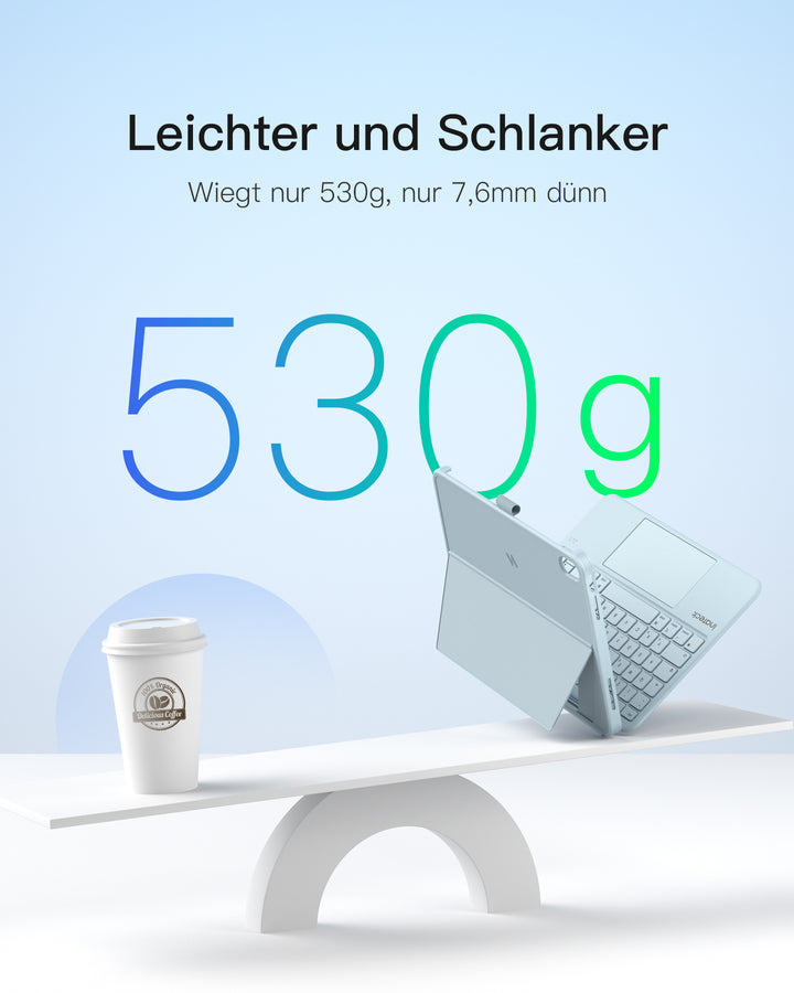 inateck DE Abnehmbar Hülle mit Tastatur für iPad 11" A16 2025, iPad 10.9" 2022,mit Stifthalter, QWERTZ, AceTouch Pro, KB403-10 | Re
