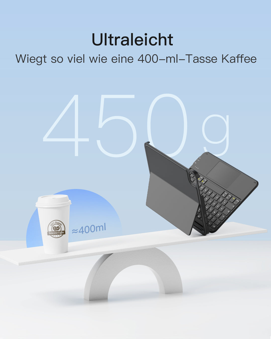 Ultraleicht Tastatur für iPad 11" (A16 2025), iPad 10, iPad Air 11" M4/M3/M2 (2026/2025/2024), iPad Air 5/4, iPad Pro 11" 4/3/2/1, QWERTZ, Acetouch, KB04122