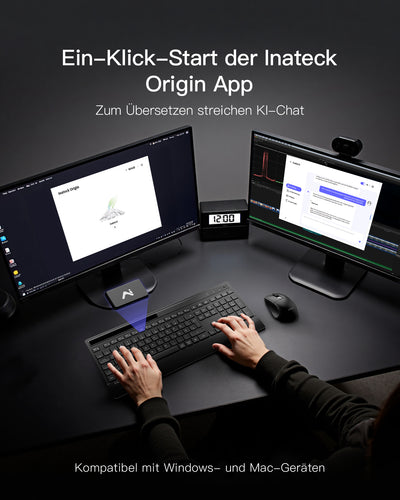 Ergonomisches Tastatur in voller Größe mit Handballenauflage, Telefonhalter Wireless-Tastatur, KB06004