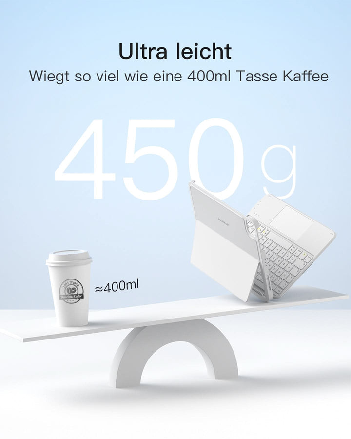 inateck DE Abnehmbar Ultraleichte Tastatur für iPad 11/10 Gen A16 2025 11 Zoll, iPad Air 11 Zoll (2026/2025), iPad Air 5/4, iPad Pr