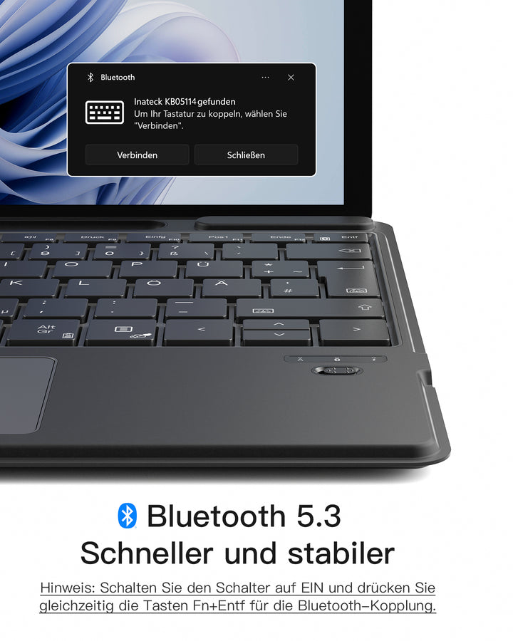 inateck DE Surface Pro AI Funktion Tastatur, Kompatibel mit Surface Pro 11/10/9/8/X, QWERTZ, KB05114