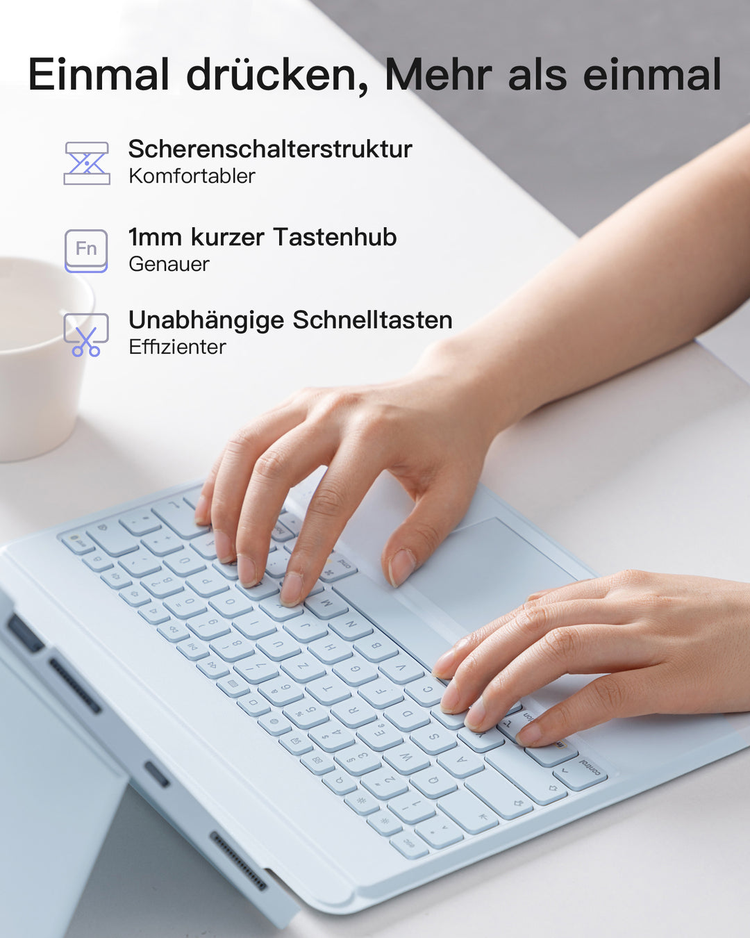inateck DE Abnehmbare Tastatur für iPad Air 13" M3/M2 (2025/2024), iPad Air 6, iPad Pro 12.9" (6/5/4/3th), KB04118