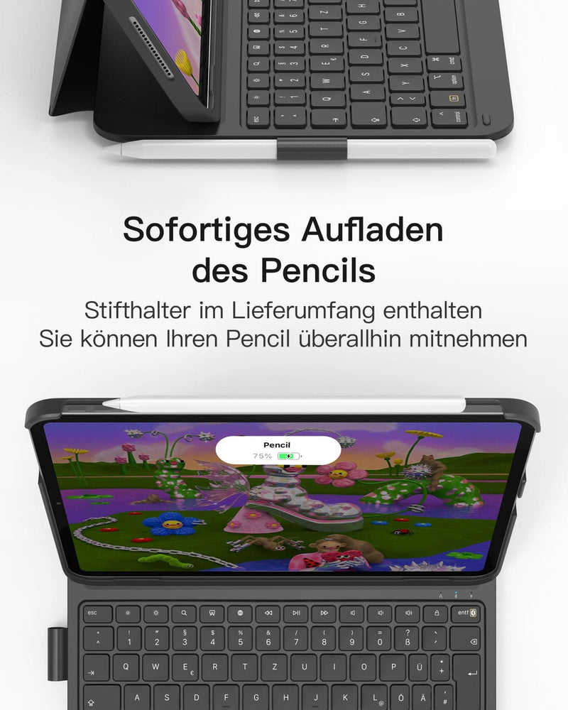 Ultraleichte Tastatur Hülle iPad 10, iPad Air 5/4, iPad Pro 11 4/3/2/1, QWERTZ, mit Stifthalter, BK2007 - Inateck Official DE